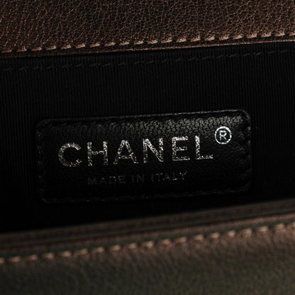 Chanel Iridescent Goatskin Quilted Medium Boy Flap Dark Gold 6 of 7