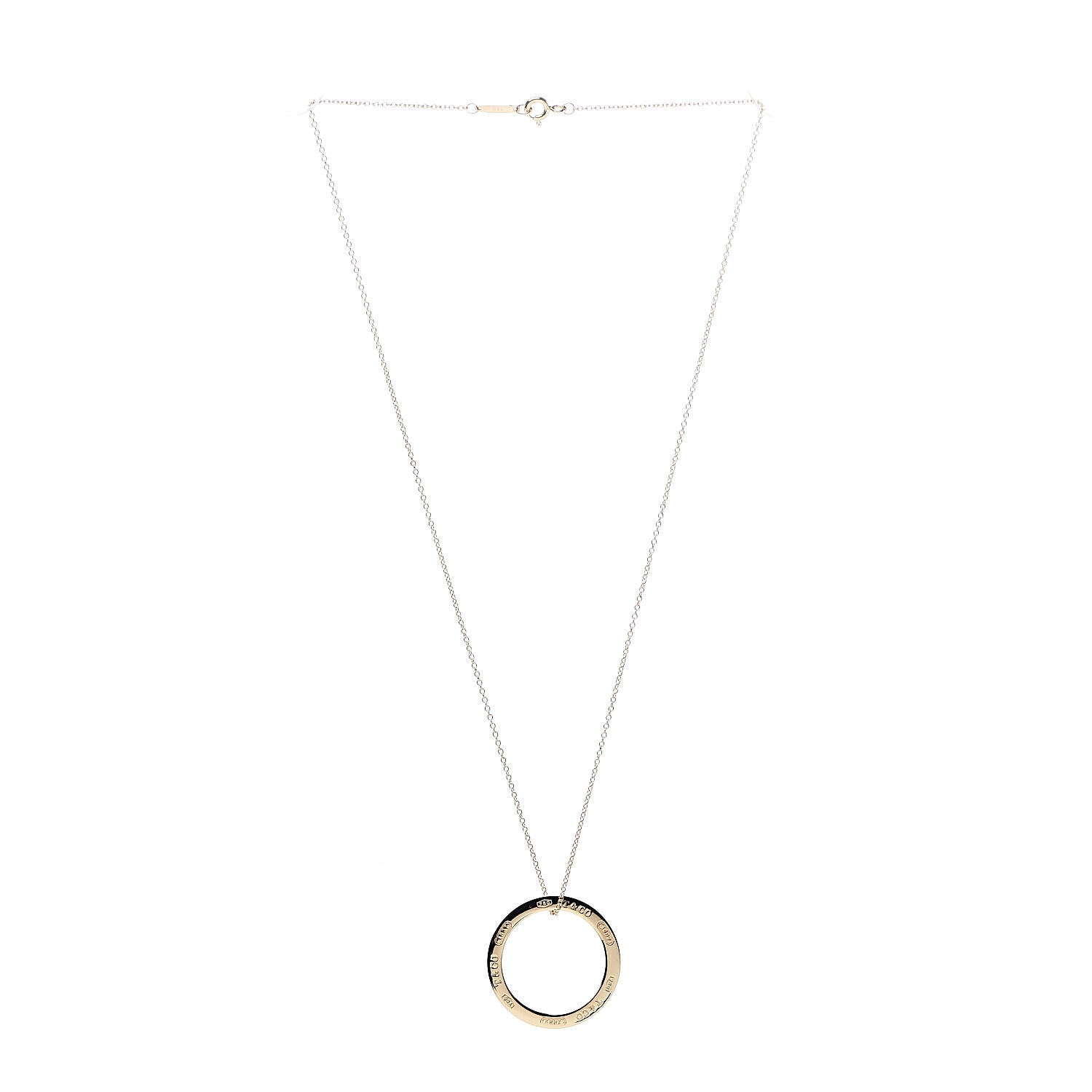 Tiffany 18K Yellow Gold 1837 Circle Pendant Necklace 3 of 7