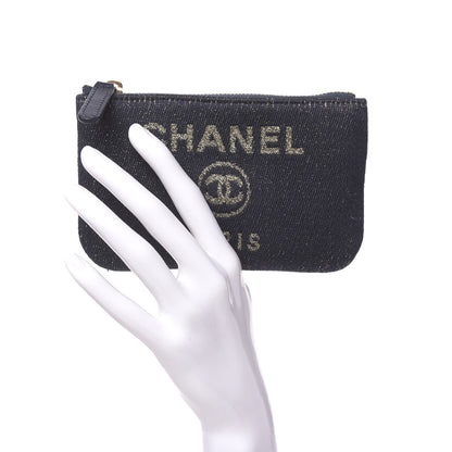 Chanel Lurex Canvas Deauville Cosmetic Pouch Navy Blue Gold 2 of 8