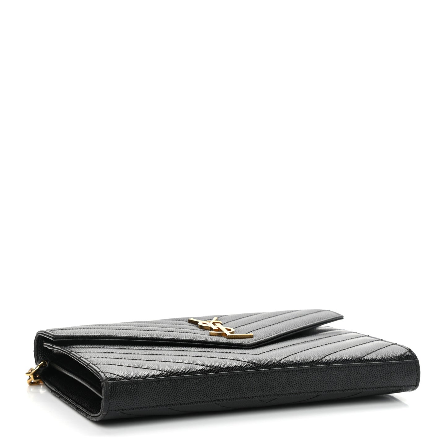 Grain De Poudre Matelasse Chevron Monogram Chain Wallet Black