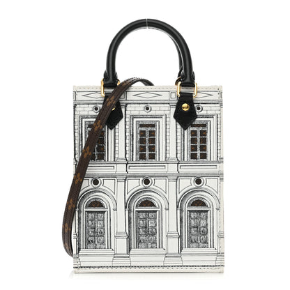 Louis Vuitton X FORNASETTI Calfskin Architettura Petit Sac Plat Black White 1 of 9