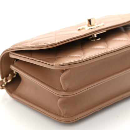 Chanel Lambskin Quilted Mini Trendy CC Wallet On Chain WOC Beige 9 of 10
