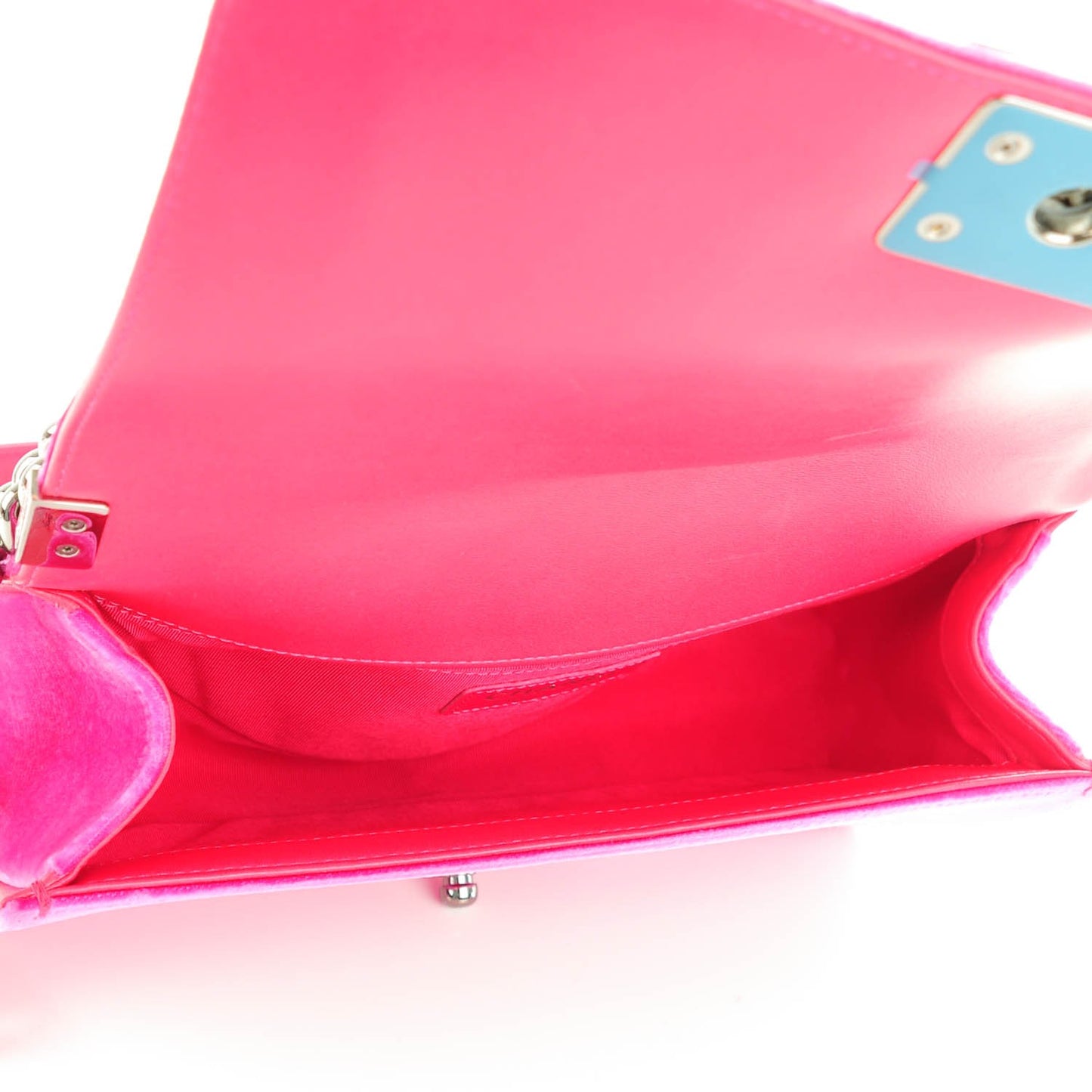 Velvet Quilted Medium Boy Flap Fuchsia