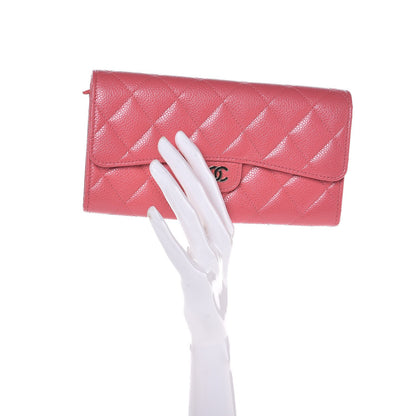 Chanel Caviar Quilted Long Flap Wallet Pink 2 of 10