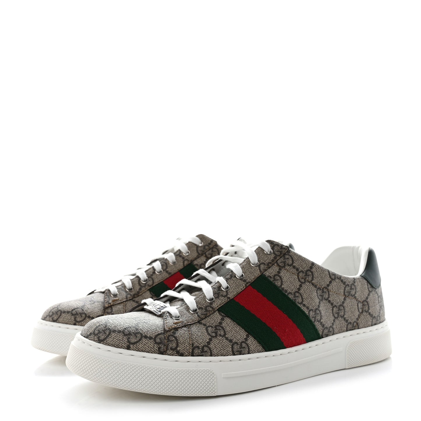 GG Supreme Monogram Ayers Web Mens Ace Sneakers 9.5 Beige Ebony