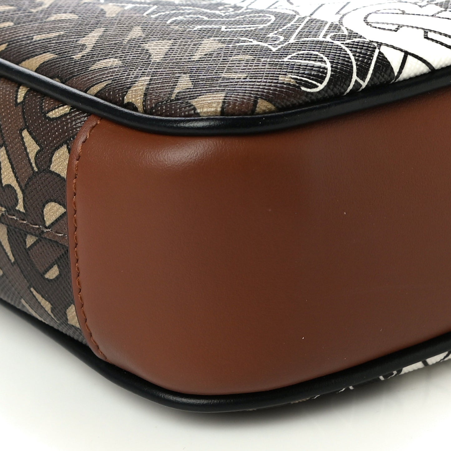 E-Canvas Monogram Stripe Messenger Bag Brown