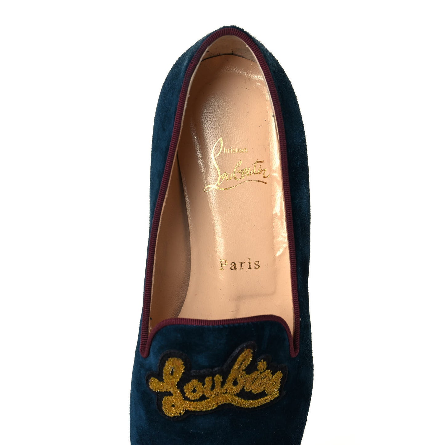 Velvet Veau Velours Cap Toe I Love My Loubies Loafers 38 Rouge Imperial Blue Kohl
