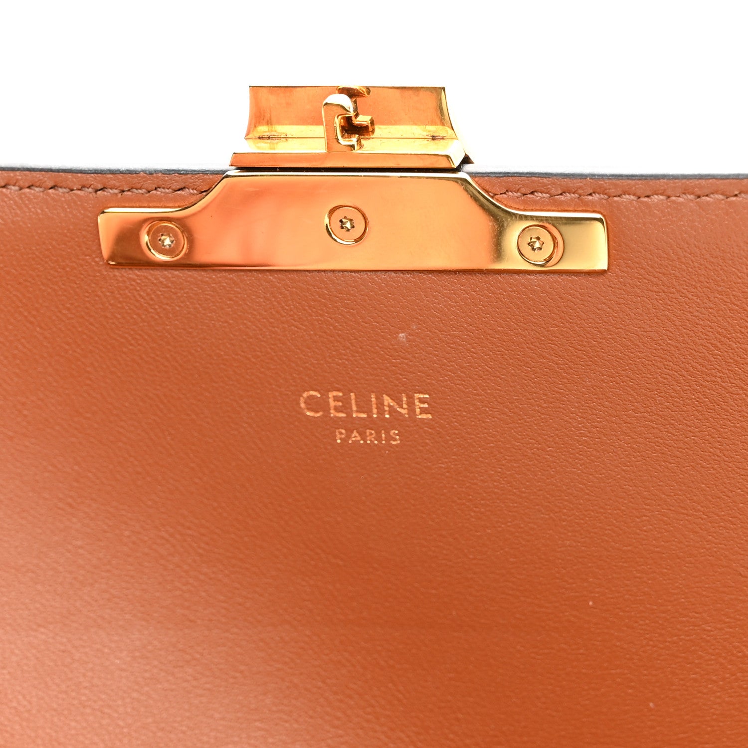 Celine Canvas Calfskin Triomphe Shoulder Bag Tan 7 of 10