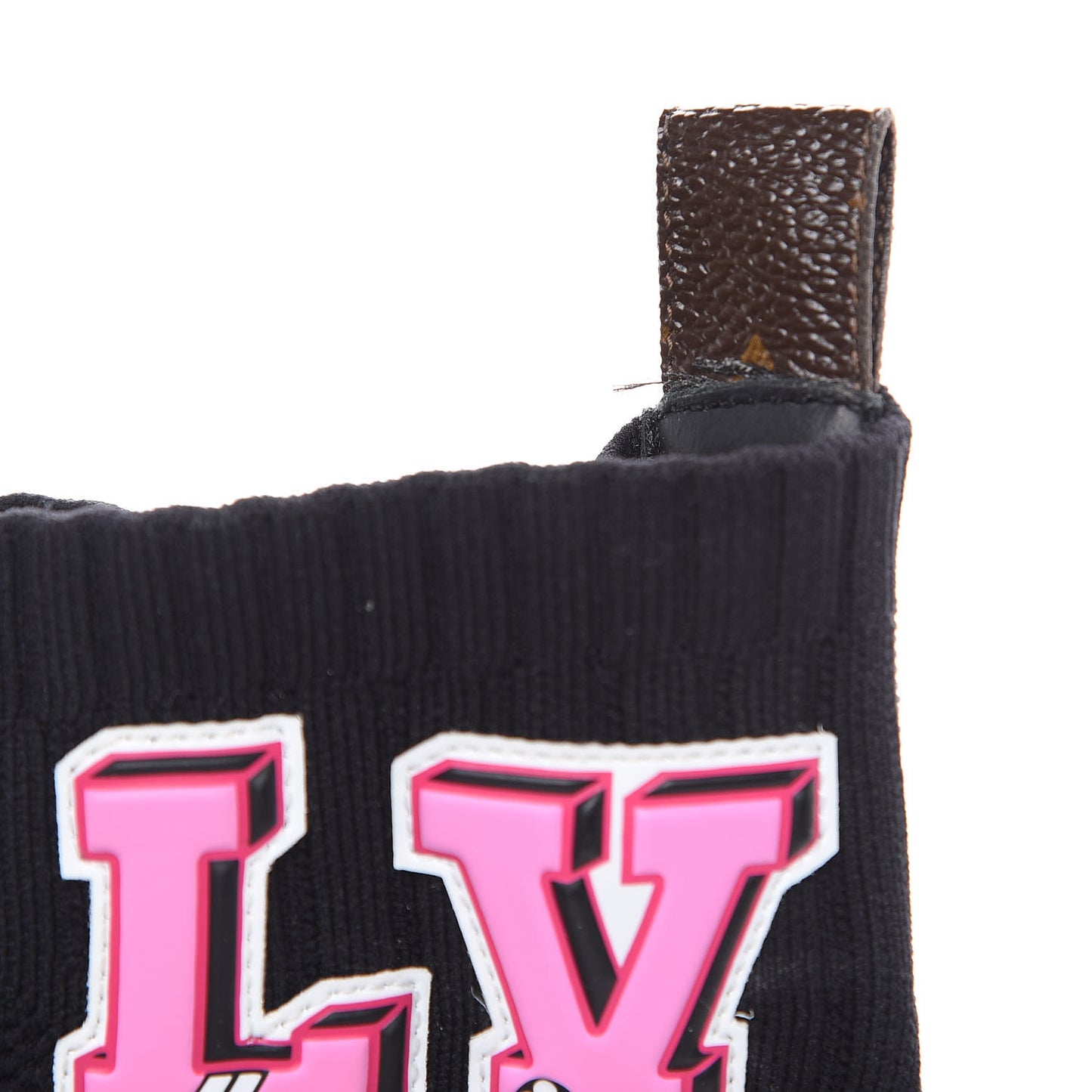 Stretch Fabric LV Black Heart Sock Sneaker 37 Black