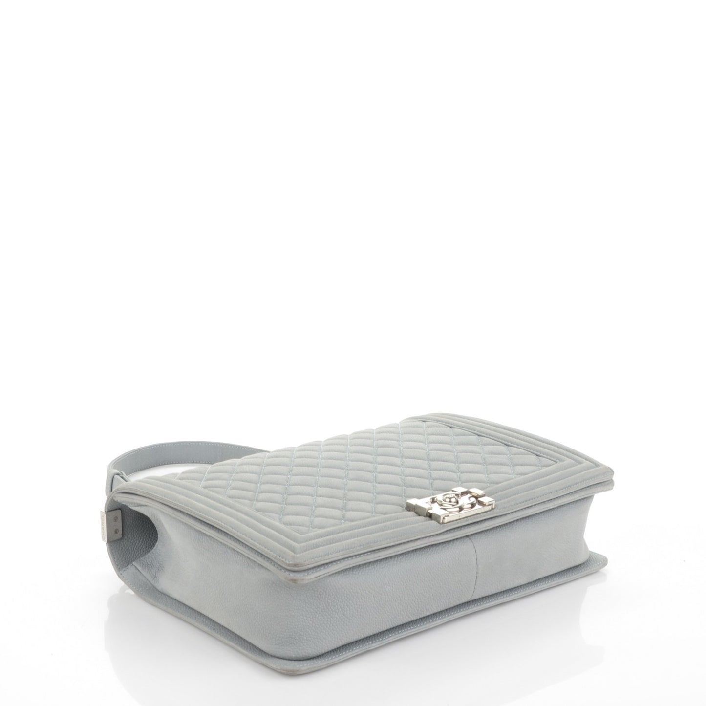 Iridescent Caviar Quilted Large Boy Flap Grey