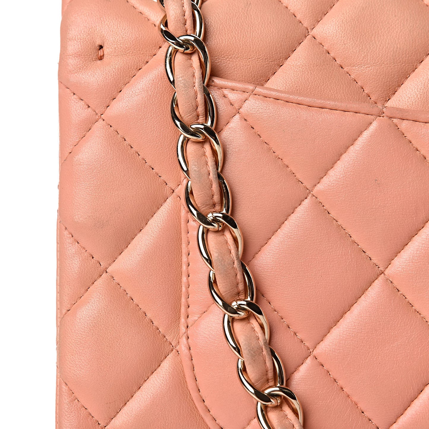 Lambskin Quilted Jumbo Double Flap Light Orange