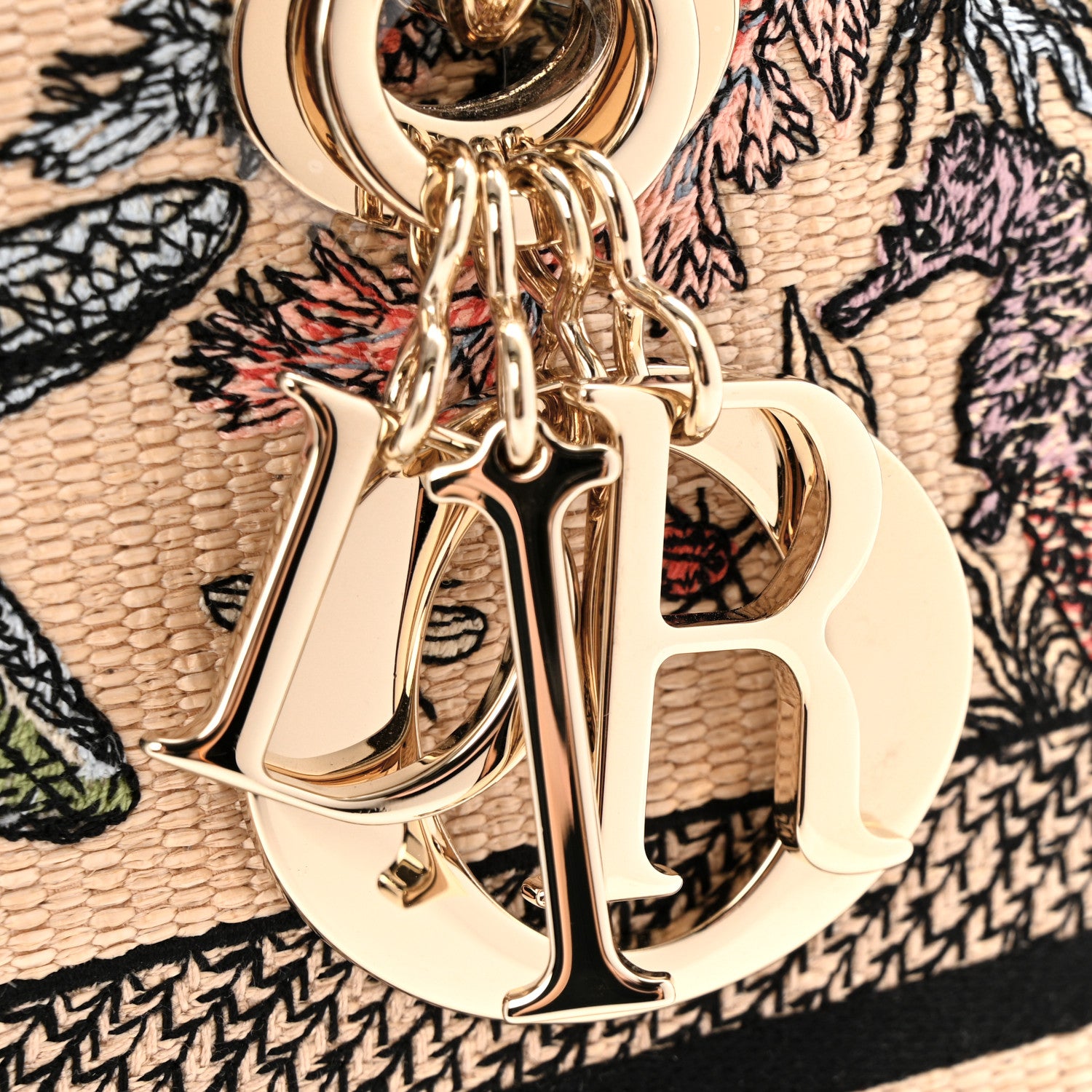 Christian Dior Canvas Cabinet De Curiosites Embroidered Medium Lady D-Lite Beige Multicolor 11 of 14