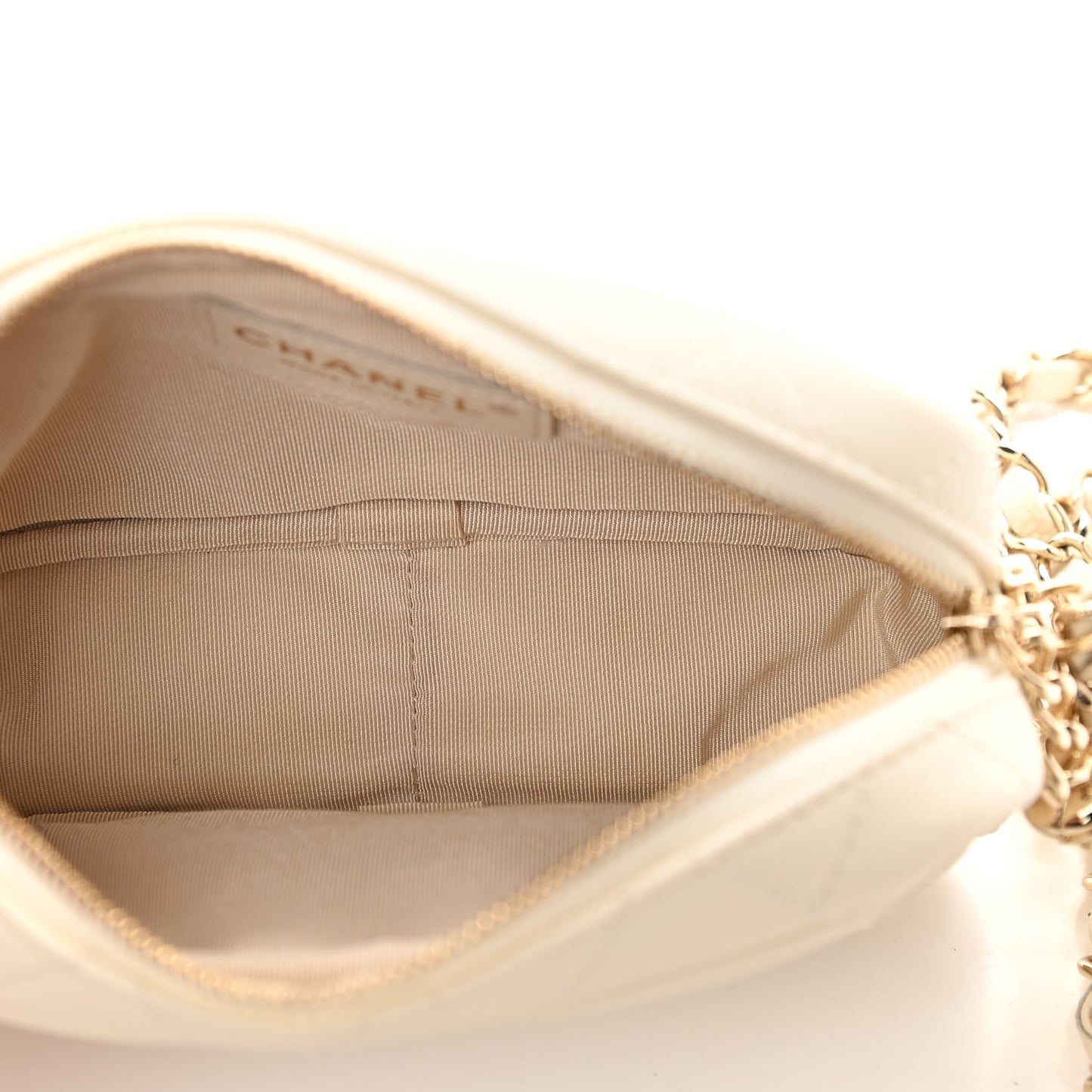 Caviar Quilted Mini Coco Tassel Camera Case White