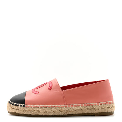 Chanel Lambskin CC Espadrilles 38 Pink Red Black 1 of 9
