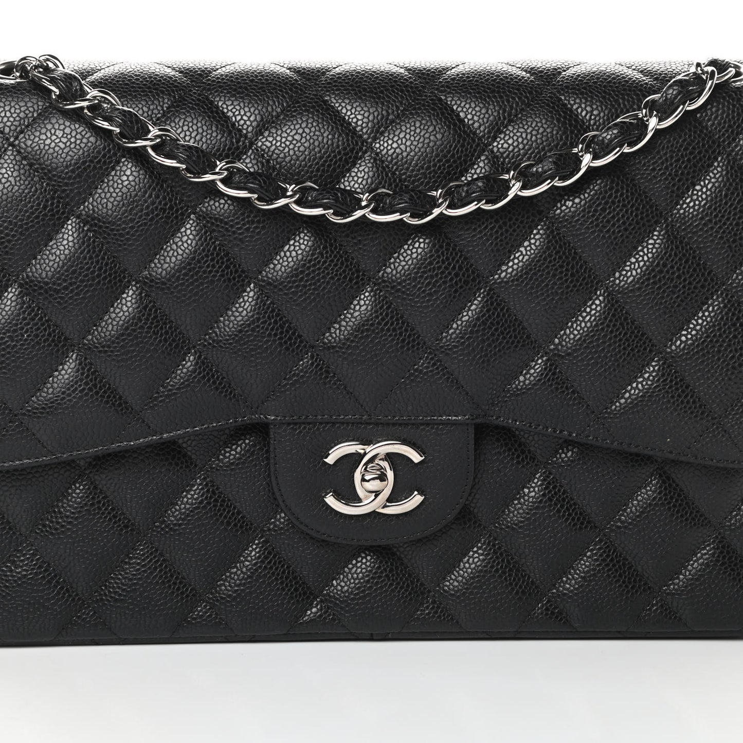 Caviar Quilted Jumbo Double Flap Black