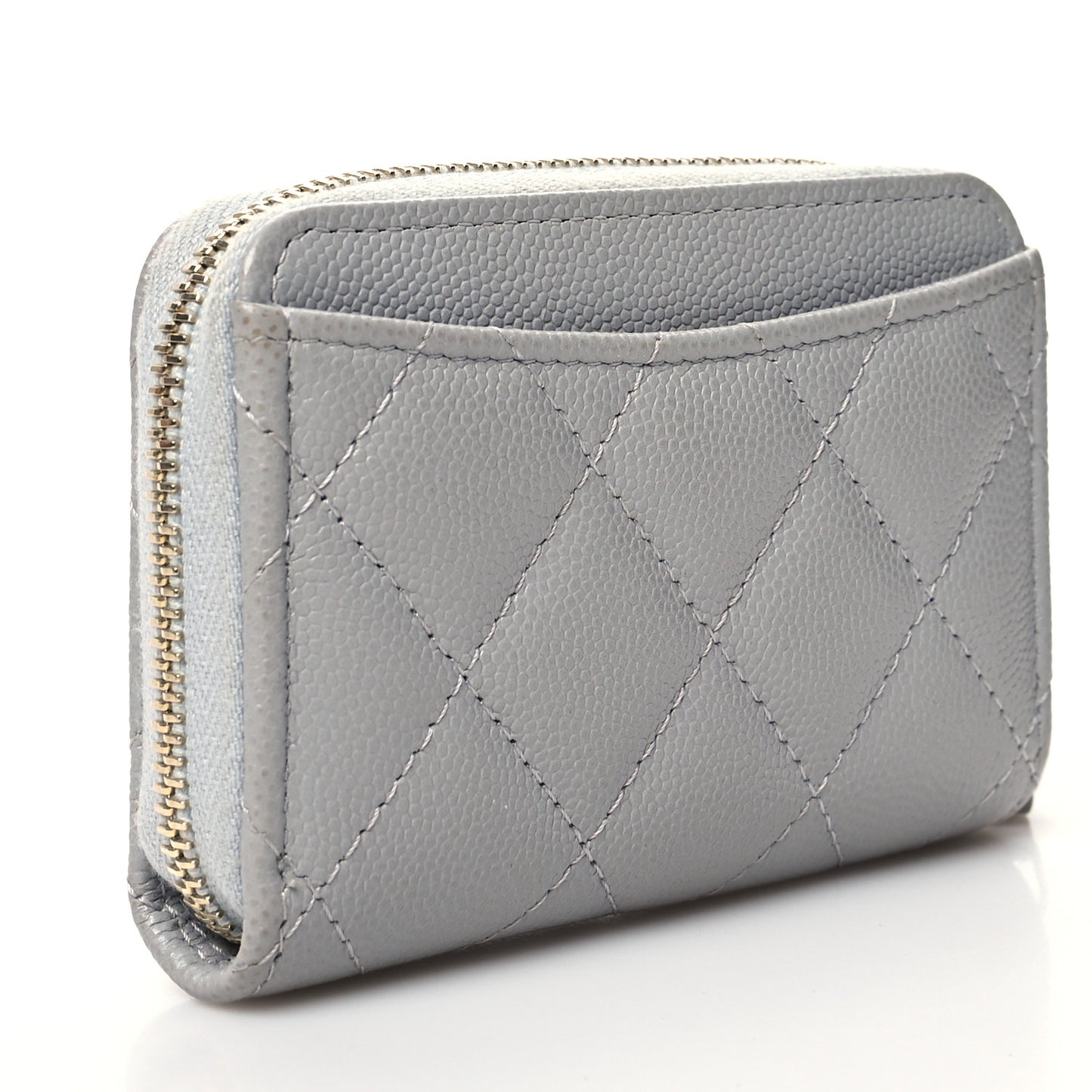 Caviar Quilted Zip Coin Purse Grey