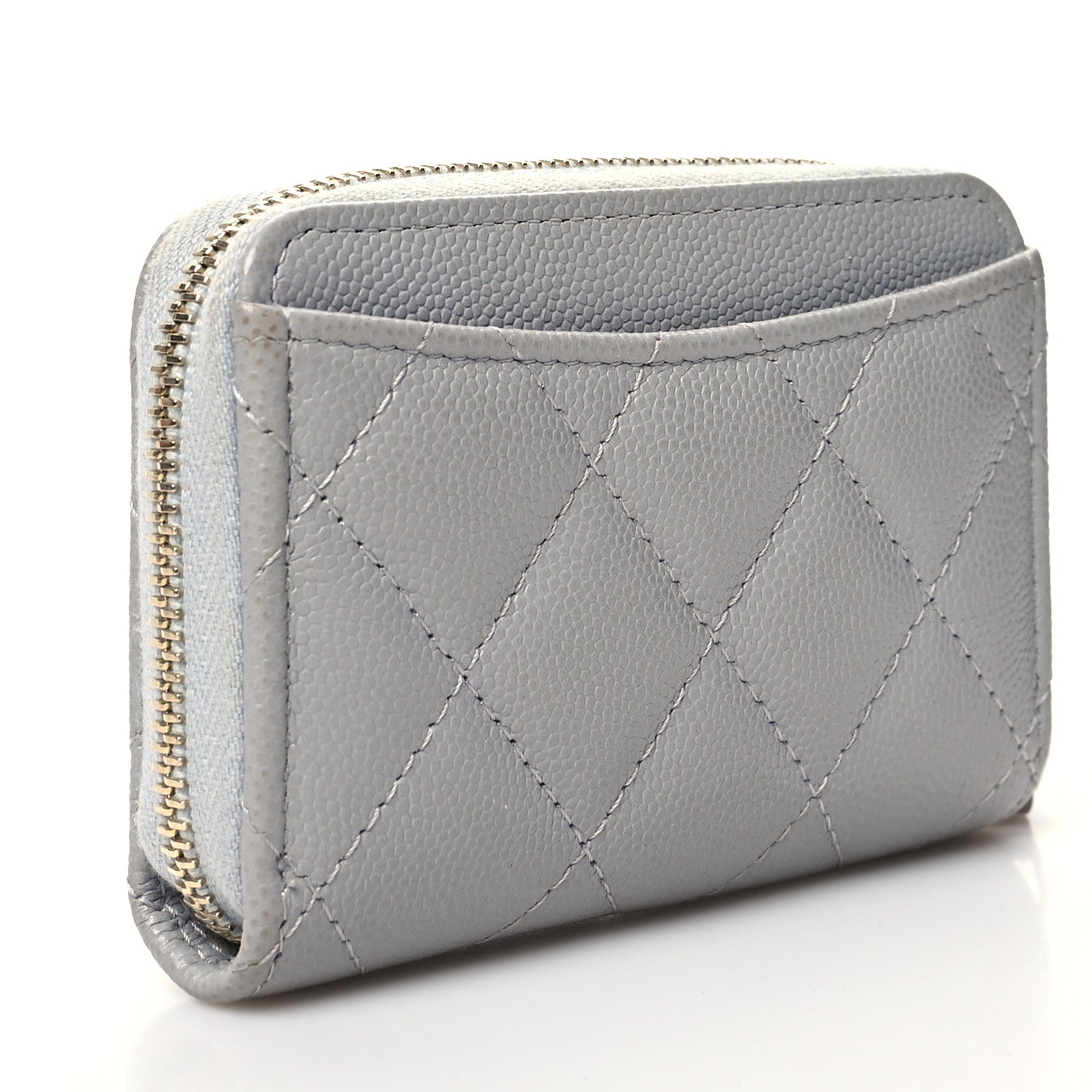 Chanel Caviar Quilted Zip Coin Purse Grey 3 of 11