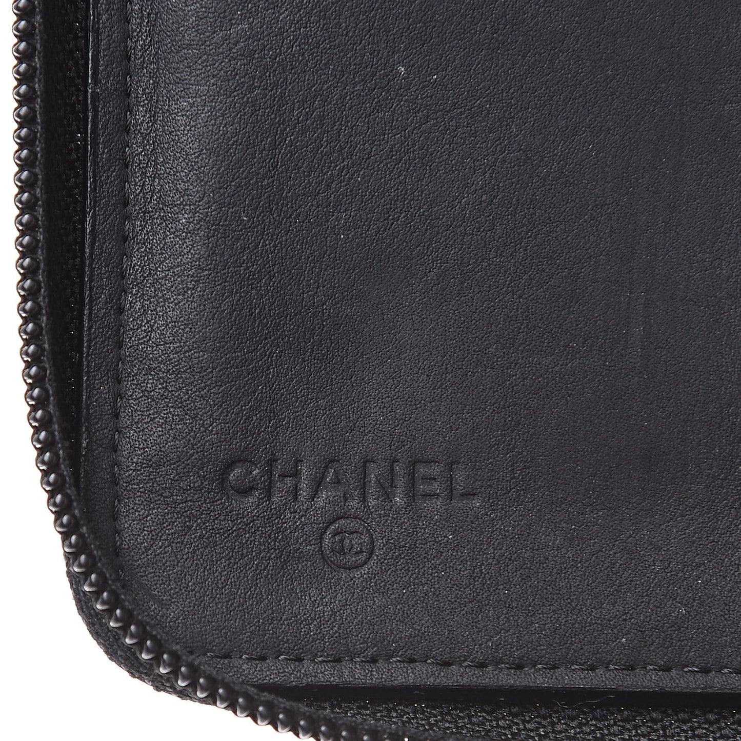 Calfskin Quilted Large Zip Around Organizer Wallet Black