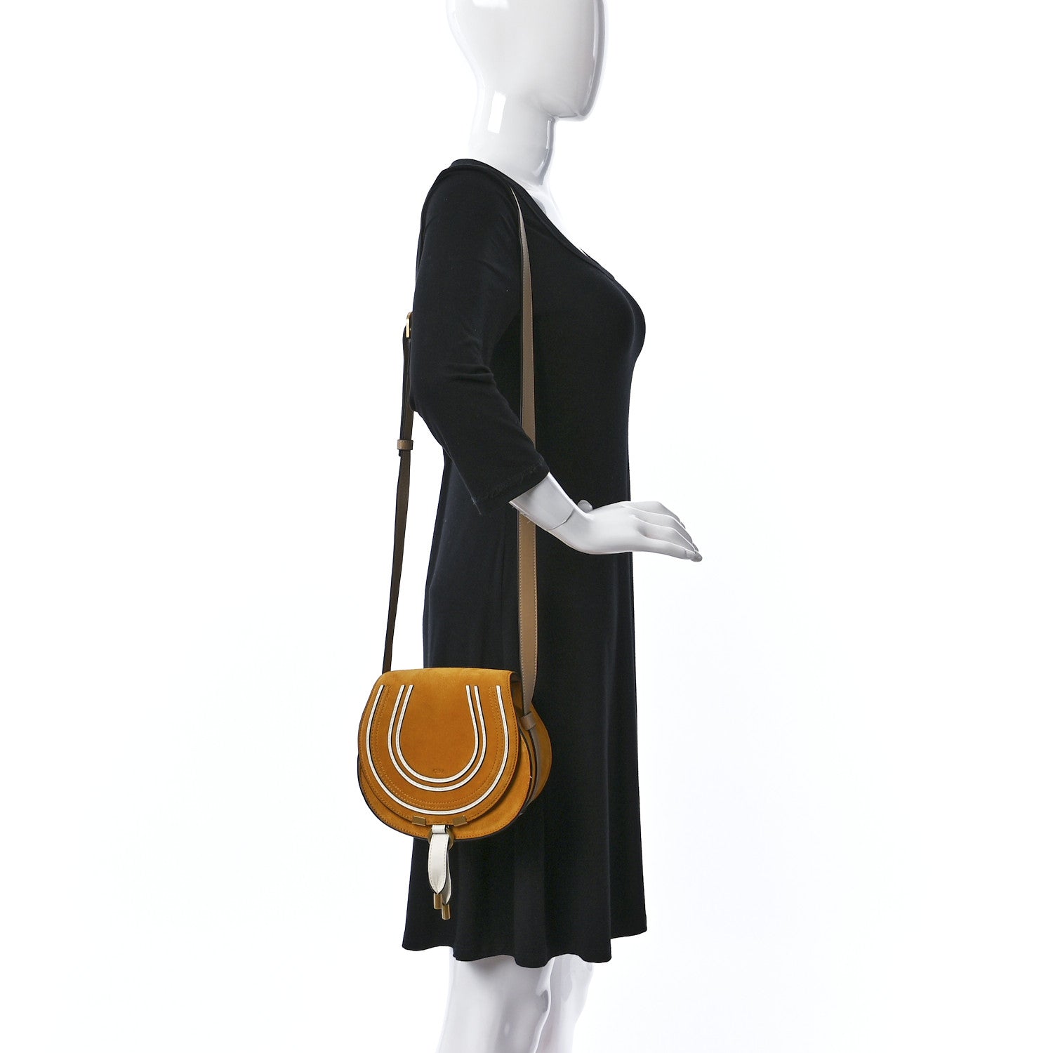 Chloe Suede Calfskin Mini Marcie Round Crossbody Bag Sunflower Yellow 2 of 12