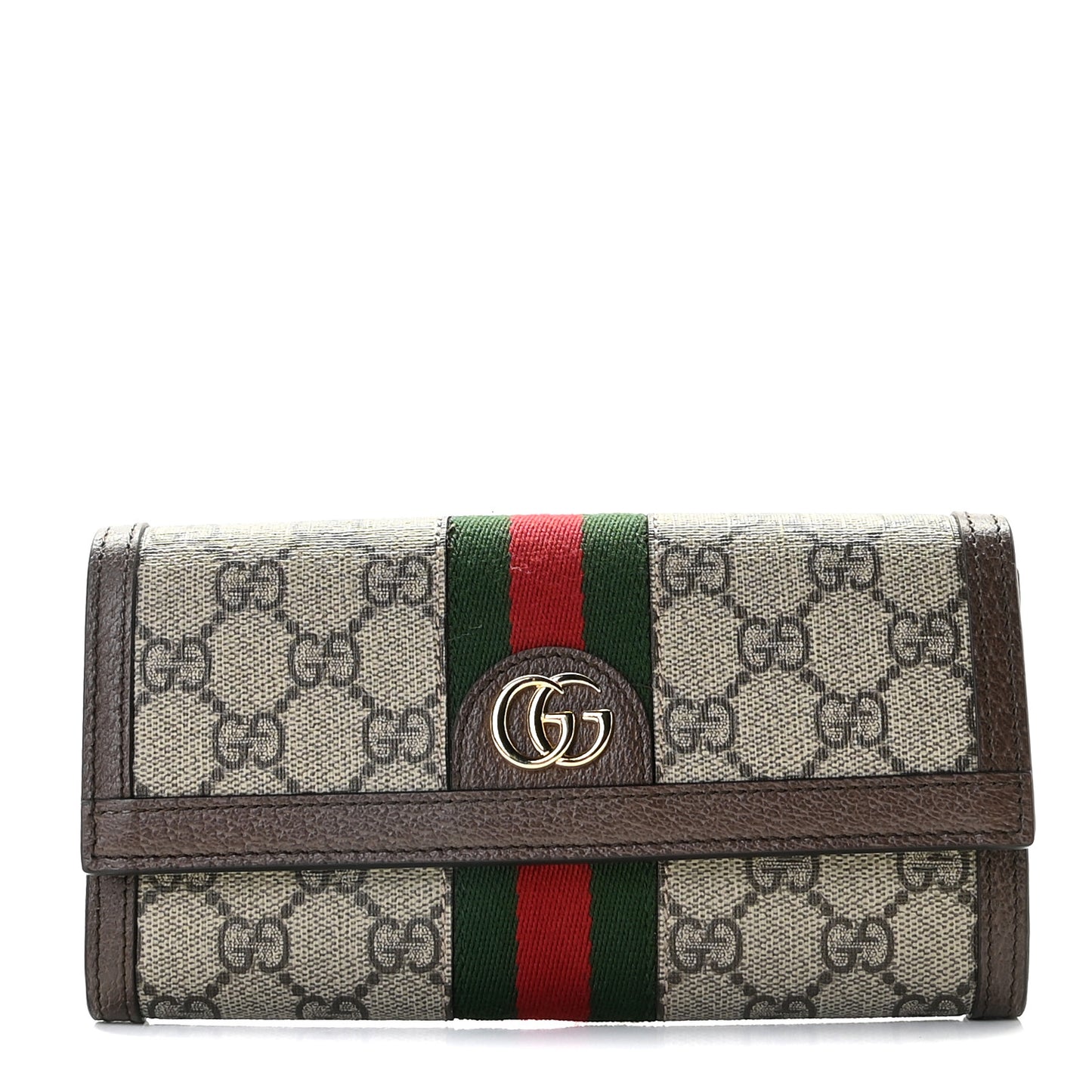 GG Supreme Monogram Web Ophidia Continental Wallet Brown