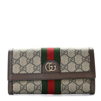 Gucci GG Supreme Monogram Web Ophidia Continental Wallet Brown 1 of 7