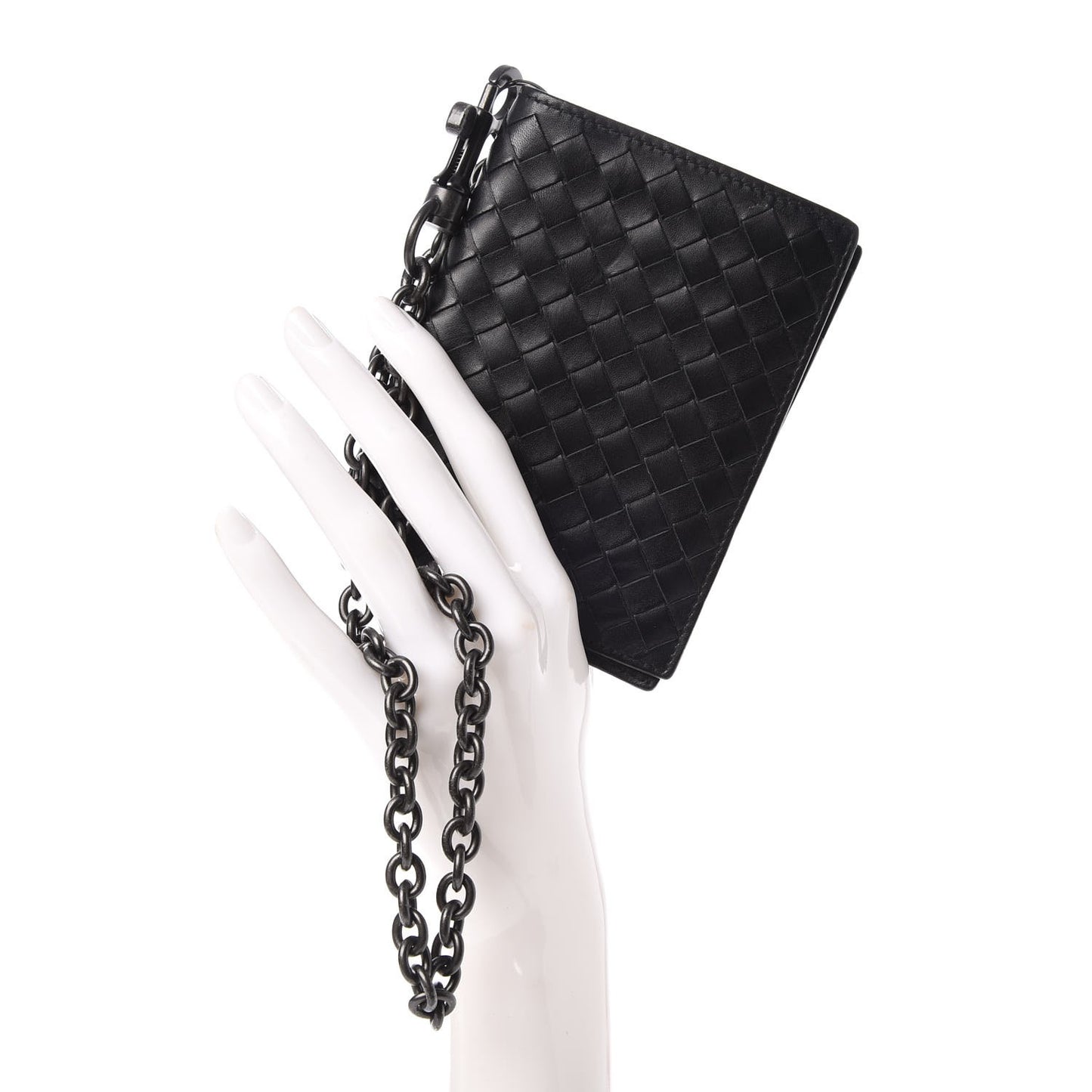 Nappa Intrecciato Chain Bi-Fold Wallet Nero Black