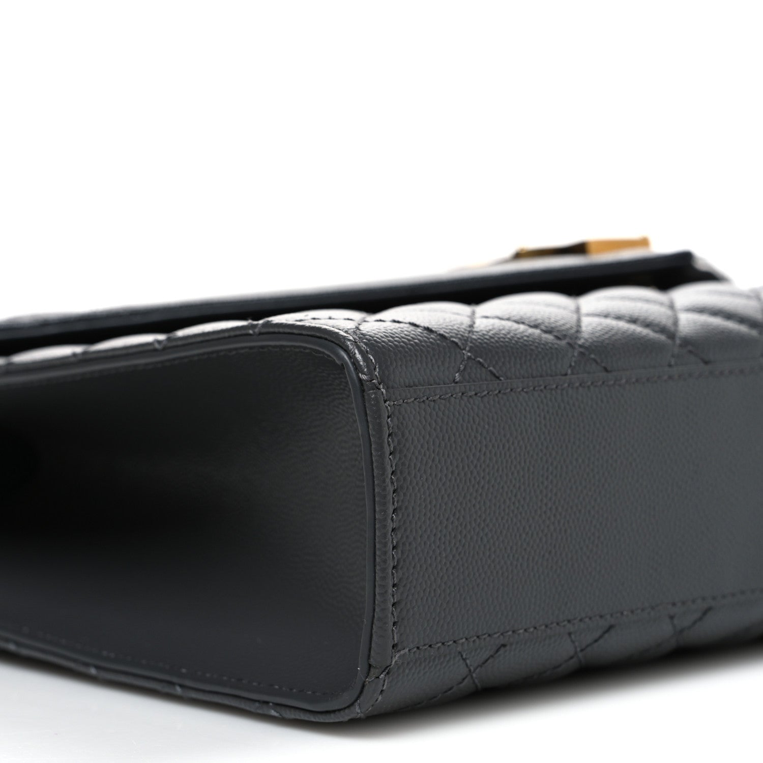 Saint Laurent Grain De Poudre Textured Mixed Matelasse Triquilt Large Monogram Satchel Anthracite 9 of 10
