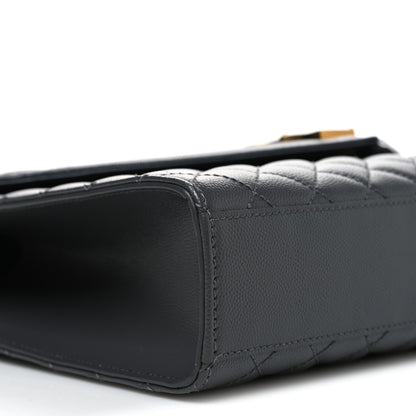 Saint Laurent Grain De Poudre Textured Mixed Matelasse Triquilt Large Monogram Satchel Anthracite 9 of 10