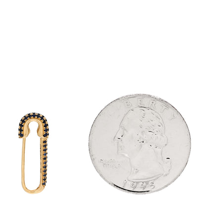 Anita Ko 18K Yellow Gold Blue Sapphire Mini Safety Pin Earring 2 of 4