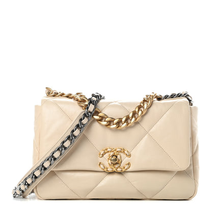 Chanel Lambskin Quilted Medium Chanel 19 Flap Light Beige 1 of 10