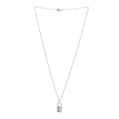 Hermes 18K White Gold Diamond Amulettes Cadenas Pendant Necklace 3 of 6