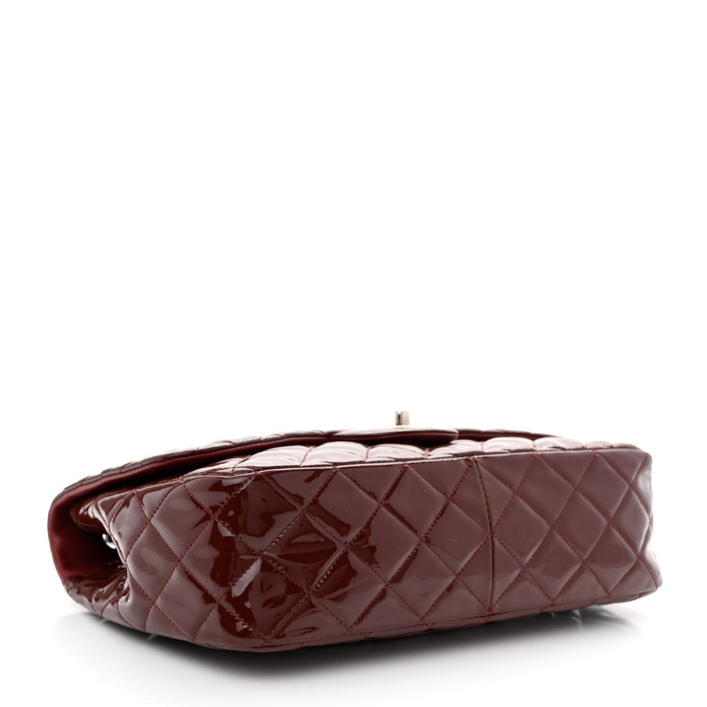 Patent Quilted Jumbo Single Flap Dark Red