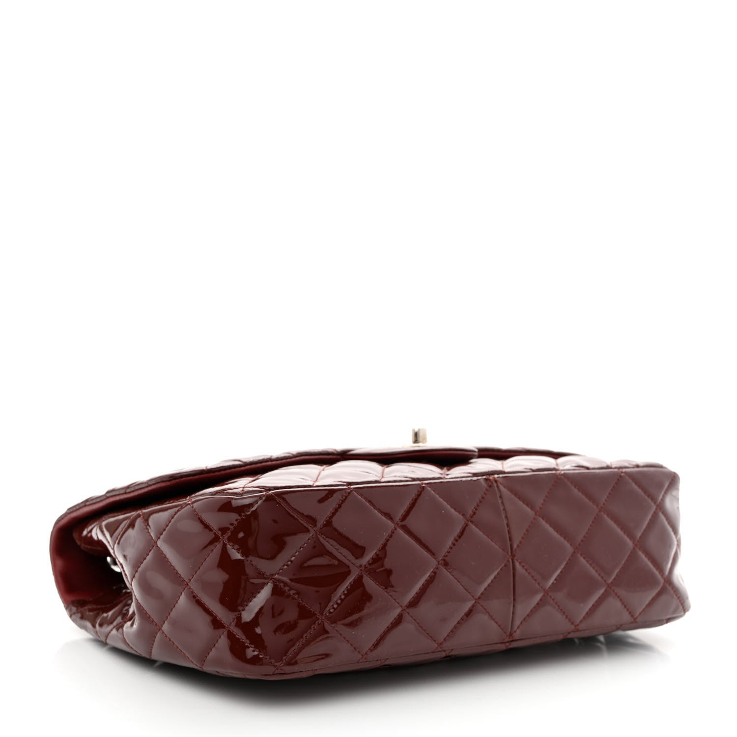 Chanel Patent Quilted Jumbo Single Flap Dark Red 4 of 11