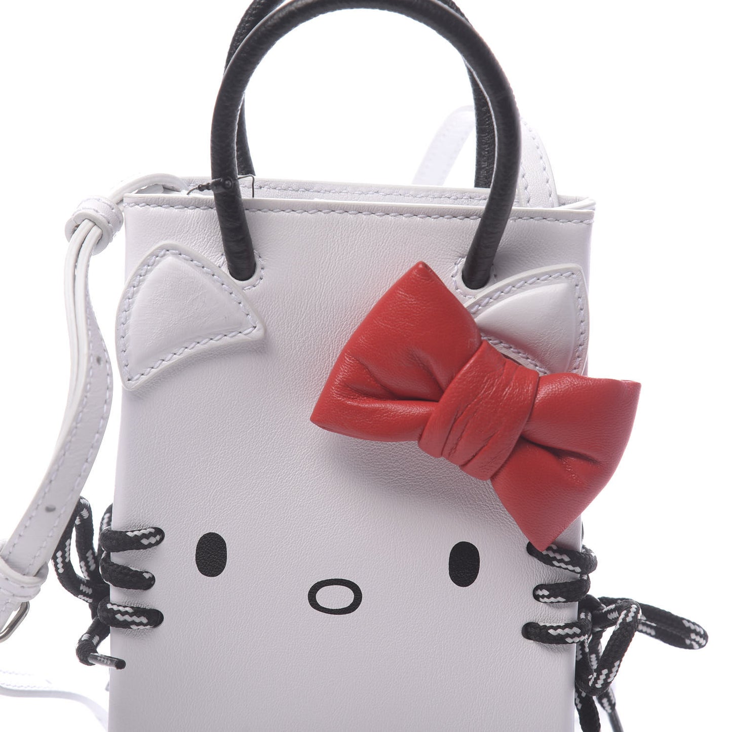 Calfskin Hello Kitty Phone Holder White