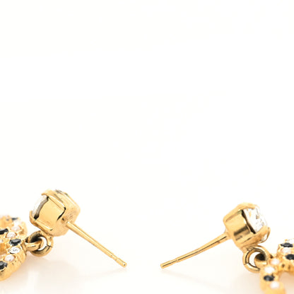 Chanel Resin Crystal Pearl CC Drop Earrings Gold Black 3 of 4