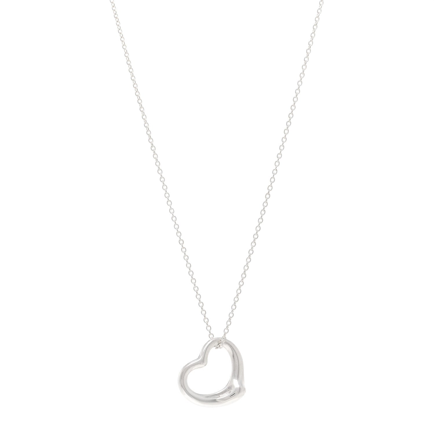 Tiffany Sterling Silver 22mm Elsa Peretti Open Heart Pendant Necklace 1 of 5