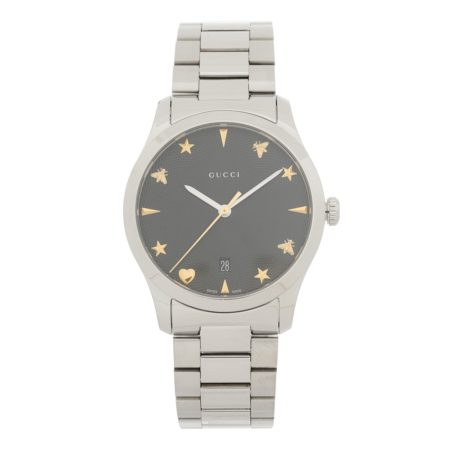 Gucci Stainless Steel 38mm G-Timeless Charm Quartz Watch Black 1 of 4