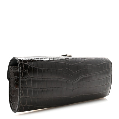 Hermes Shiny Niloticus Crocodile Egee Clutch Graphite 3 of 6