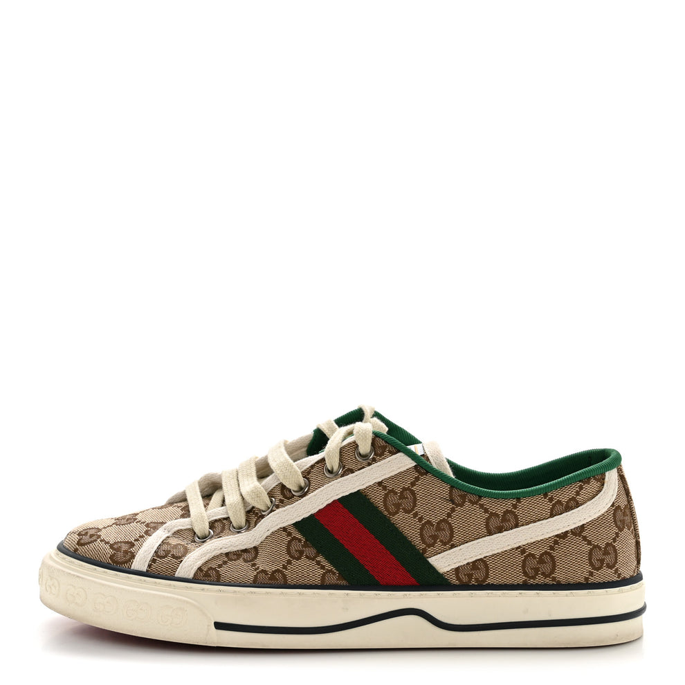 Gucci GG Monogram Web Womens 1977 Tennis Sneakers 40 Beige Ebony Mystic ...