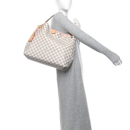 Louis Vuitton Damier Azur Graceful MM Rose Ballerine 2 of 10
