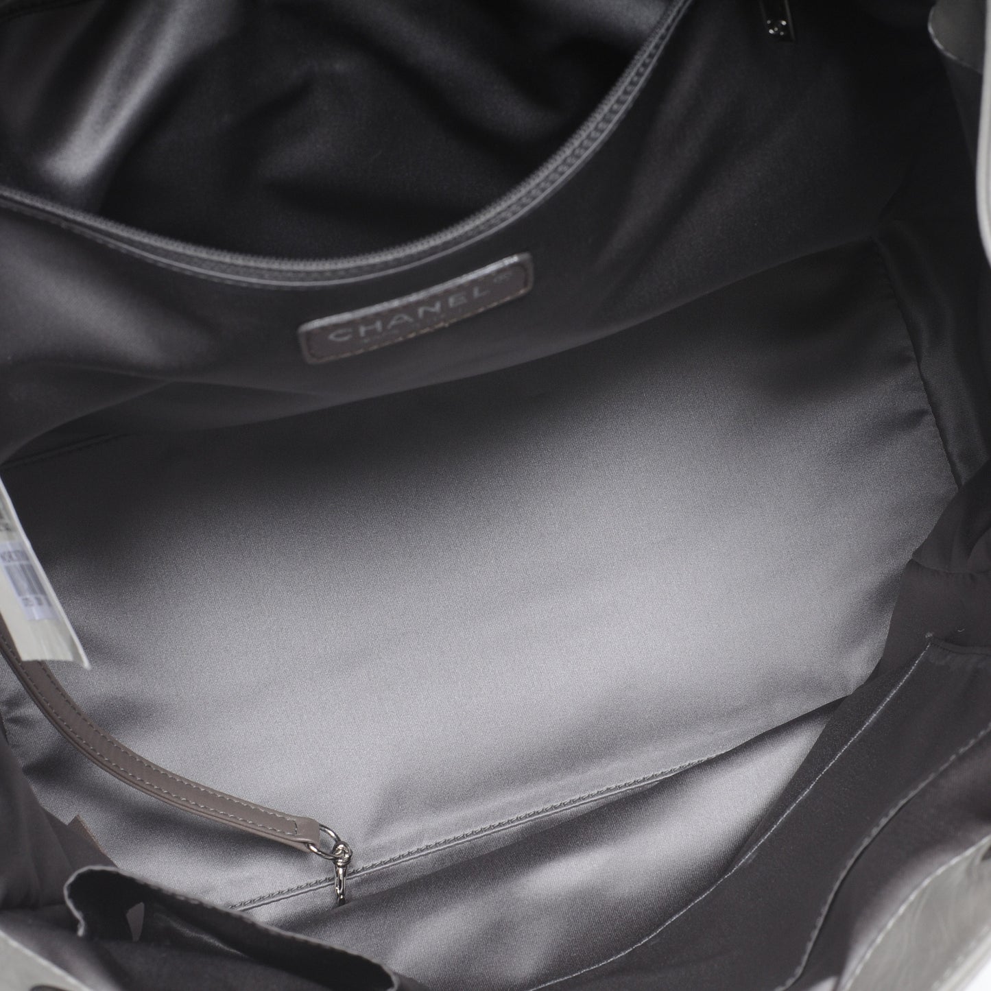 Lambskin Quilted East West Large Tote Grey