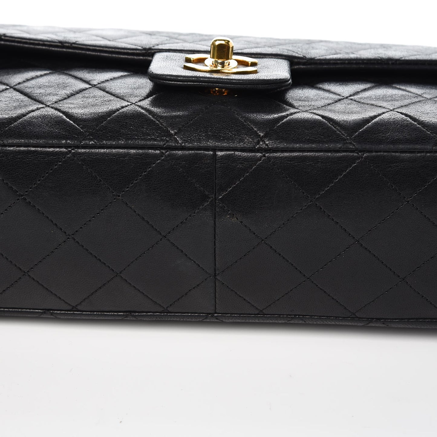 Lambskin Quilted Medium Single Flap Black