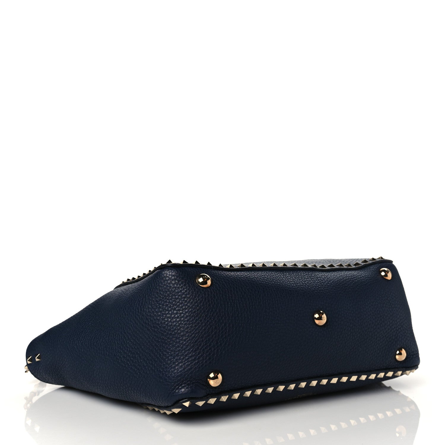 Valentino Garavani Pebbled Calfskin Medium Rockstud Tote Marine 4 of 11