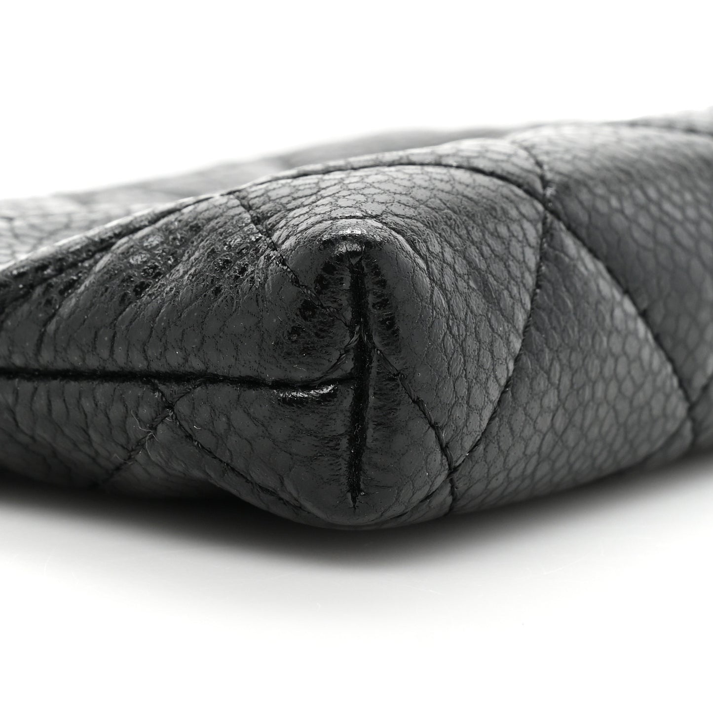 Calfskin Quilted Key Holder Case Black