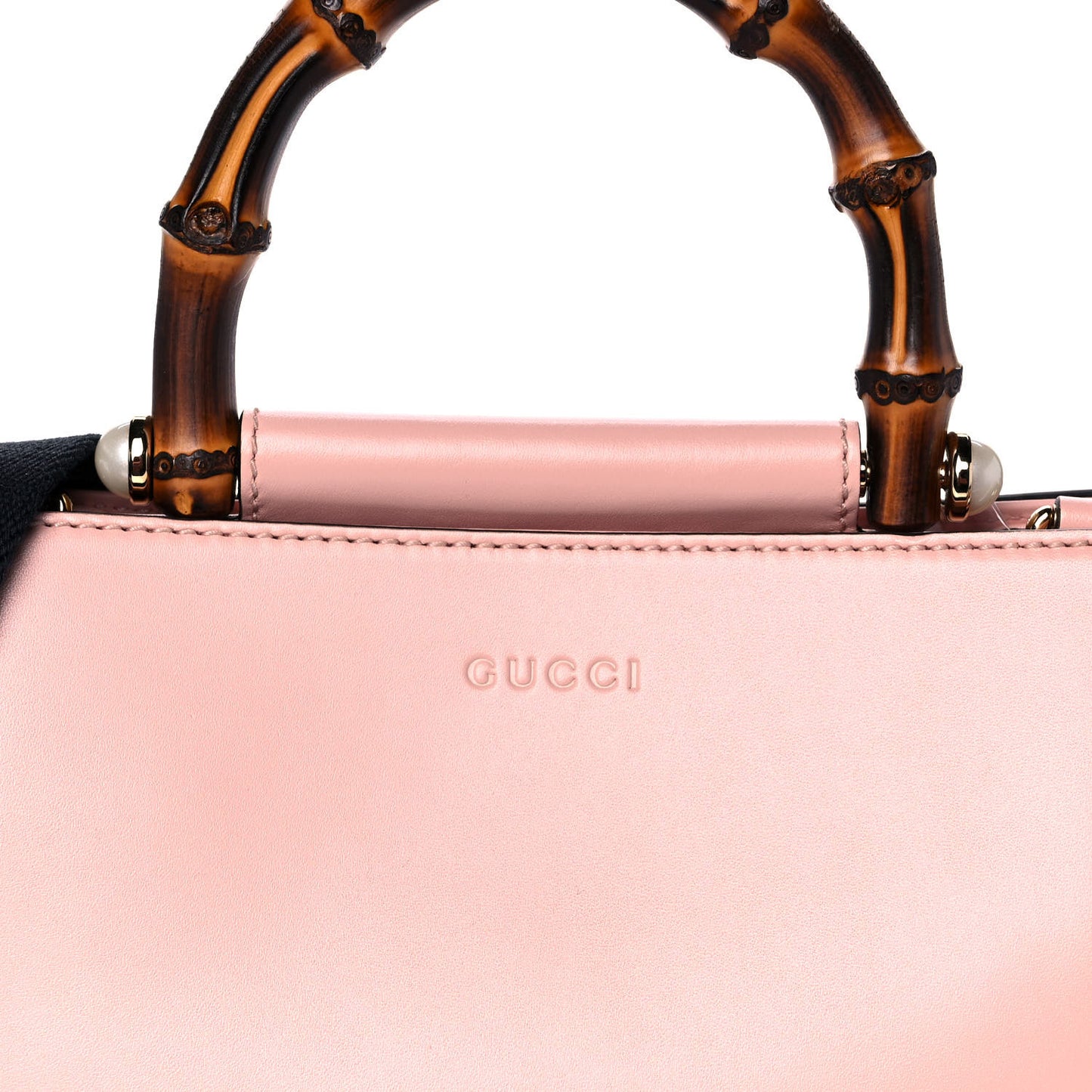 Nappa Bamboo Web Mini Nymphaea Top Handle Bag Perfect Pink Mystic White
