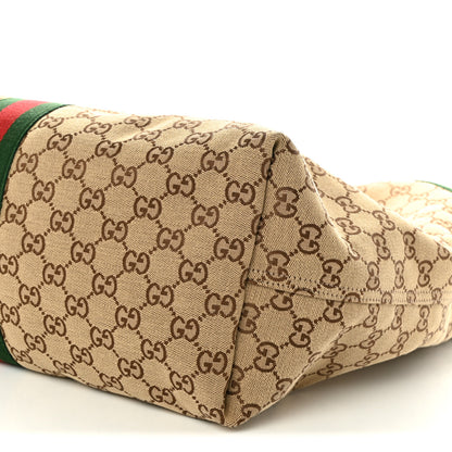 Gucci GG Monogram Web Large Giglio Tote Beige Brown 10 of 11