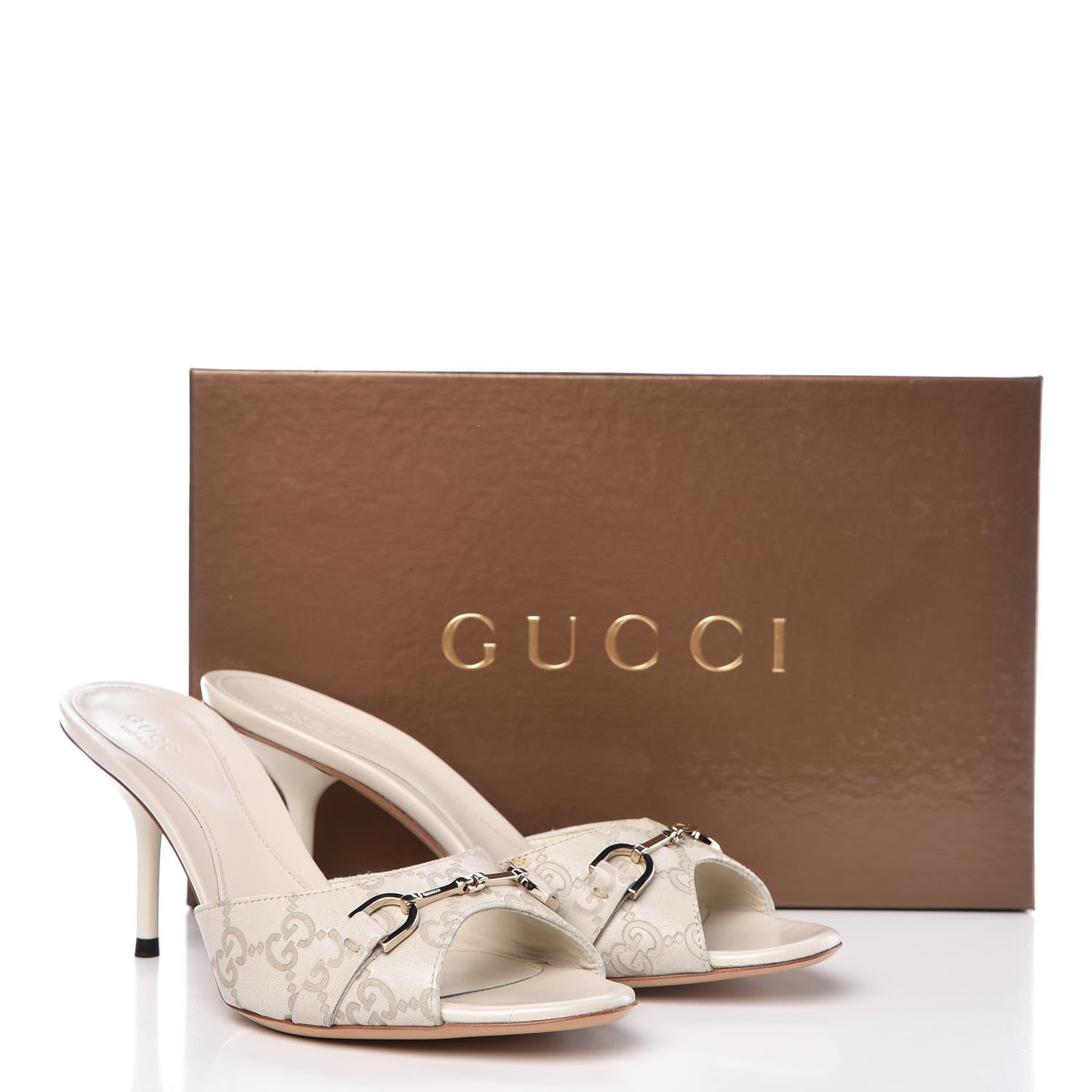 Gucci Guccissima Horsebit Mid Heel Slides 36.5 Mystic White 15 of 15