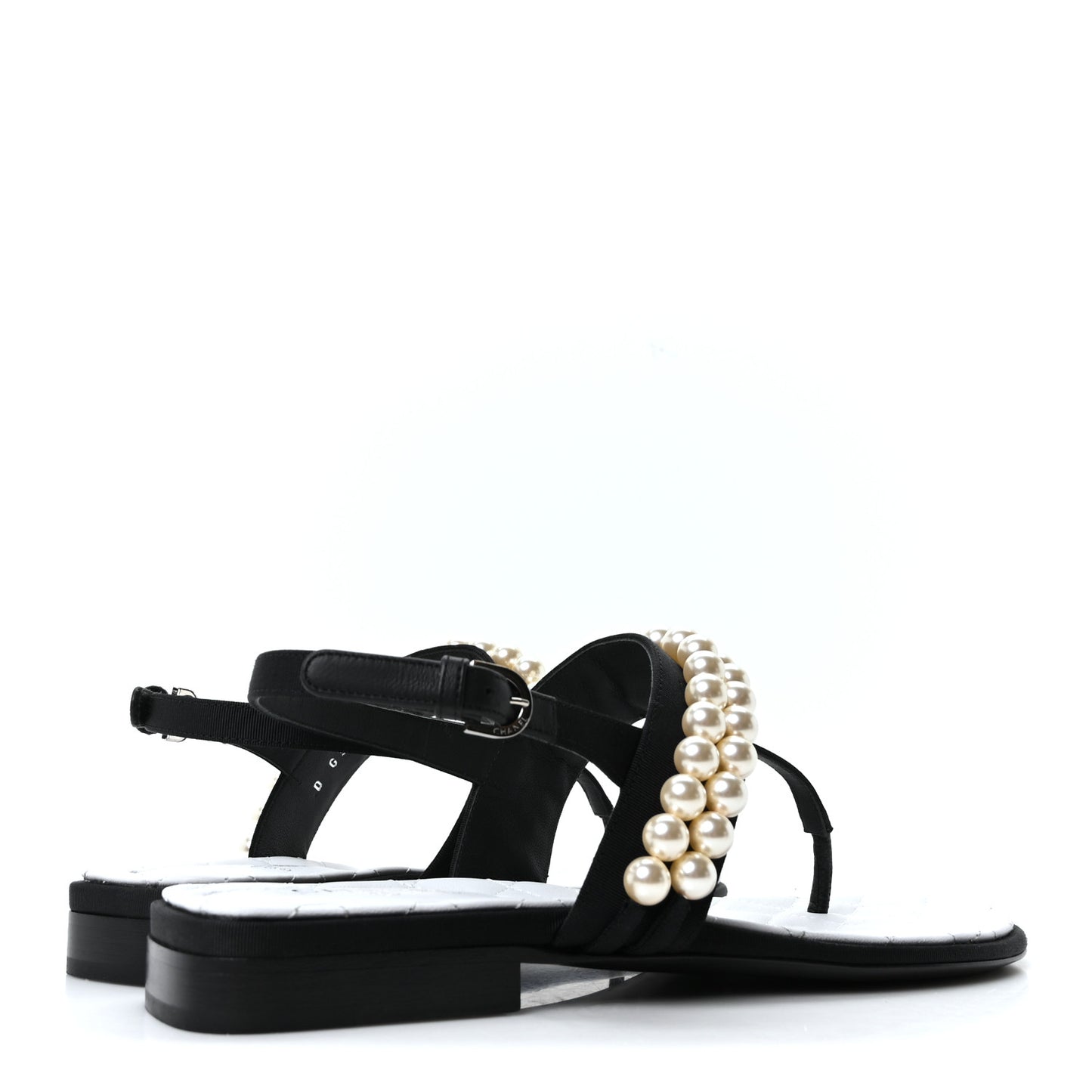 Grosgrain Pearl CC Sandals 37 Black