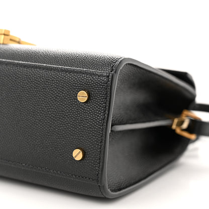 Saint Laurent Grain de Poudre Mini Classic Monogram Cassandra Top Handle Black 9 of 9