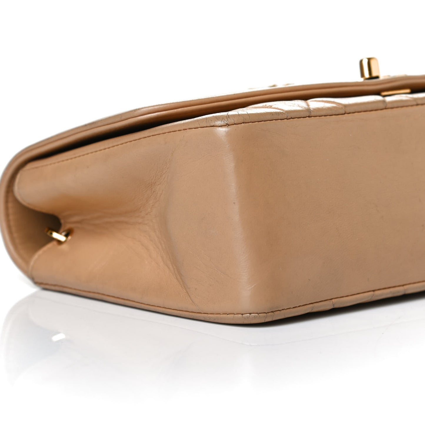 Lambskin Quilted Small Single Flap Beige